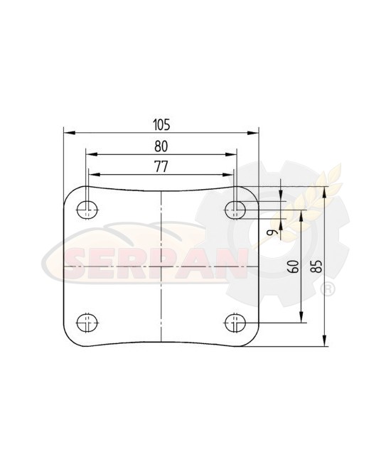RUEDA POLIAMIDA PLATAFORMA GALVANIZADA  Ø100mm
