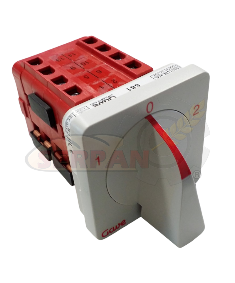 CONMUTADOR GAVE DAHLANDER A-6813100 1-0-2 32A 64X64MM