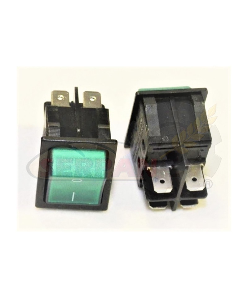 INTERRUPTOR BIPOLAR VERDE 230V 16A 30x22mm