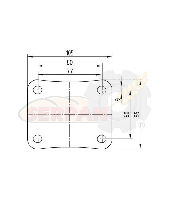 RUEDA PARA HORNO ANTICALÓRICA ANTIRUIDO PLATAFORMA 100 MMØ ACERO INOXIDABLE