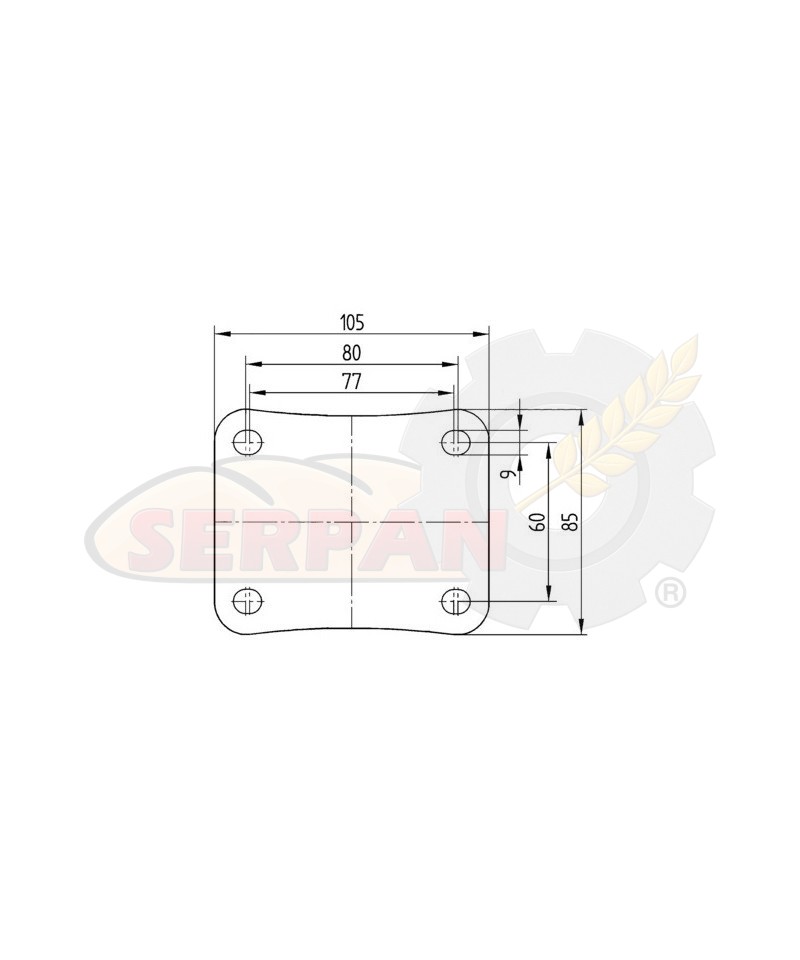 RUEDA PARA HORNO ANTICALÓRICA ANTIRUIDO PLATAFORMA 100 MMØ ACERO INOXIDABLE
