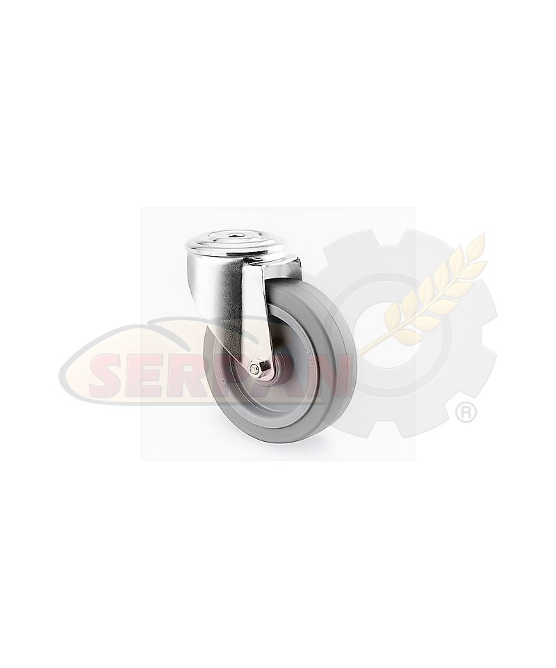 Rueda Poliamida Engomada Agujero Pasante 80 mmØ Acero Inoxidable