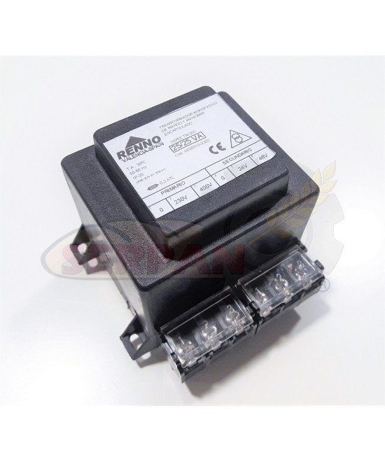 TRANSFORMADOR RENNO 25VA ENTRADA 230/380VAC SALIDA 24/48VAC A000810-3CED