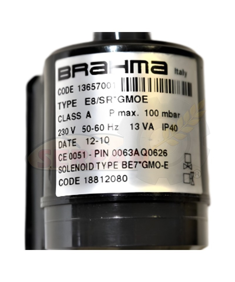 BRAHMA CODE 13657001 E8/SR 1/4" ELECTROVÁLVULA GAS HORNO DOBRA GAS 611
