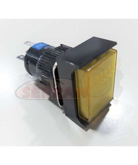 PULSADOR CON ENCLAVAMIENTO - 1NA + 1NC - AMARILLO 230V