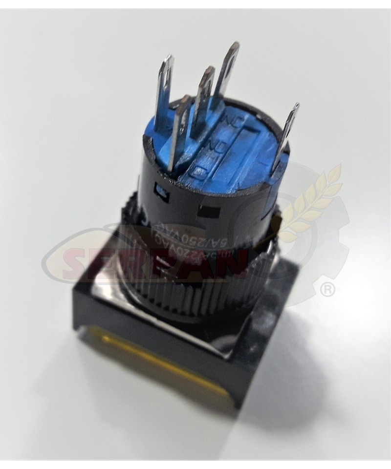 PULSADOR CON ENCLAVAMIENTO - 1NA + 1NC - AMARILLO 230V