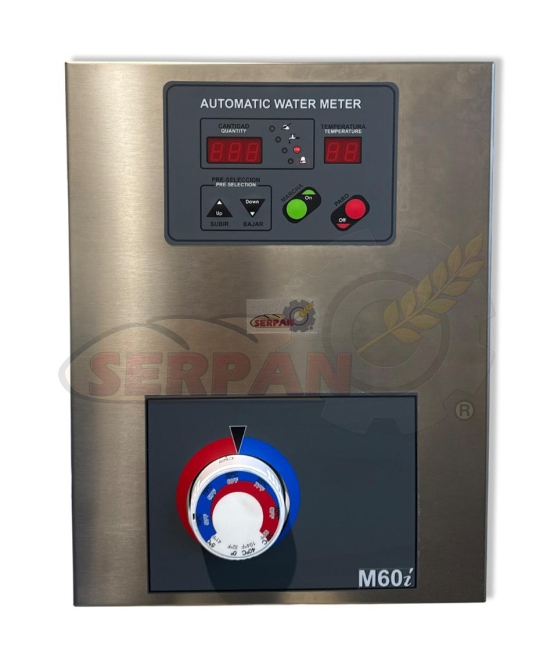 CUENTA LITROS AGUA DOSIFICADOR DE AGUA APEIPAM PARA PANADERIA PASTELERIA DERTEC PLUS 60 ACERO INOXIDABLE