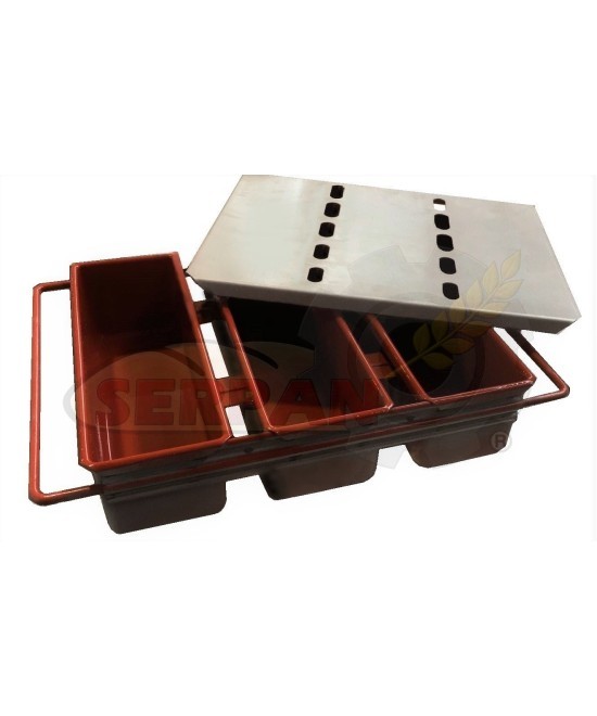 BATERIA PAN DE MOLDE SILICONADA CON TAPA 3 PANES