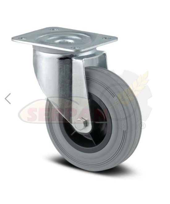 Rueda Poliamida Engomada Plataforma 125mmØ Acero Galvanizado