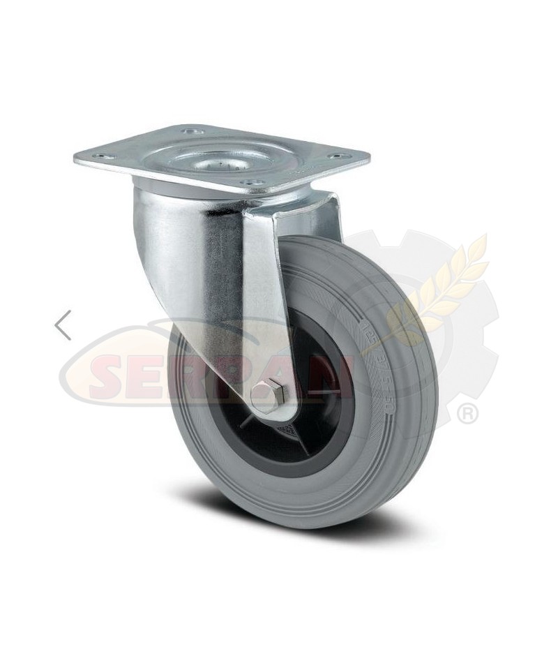 Rueda Poliamida Engomada Plataforma 125mmØ Acero Galvanizado