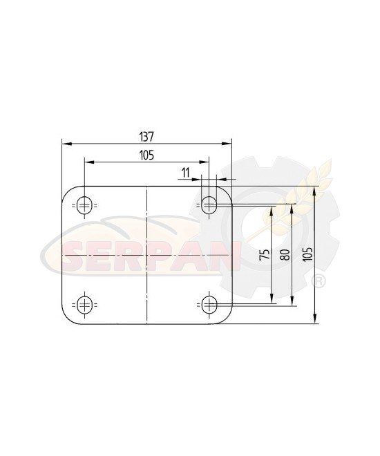 Rueda Poliamida Engomada Plataforma 125mmØ Acero Galvanizado