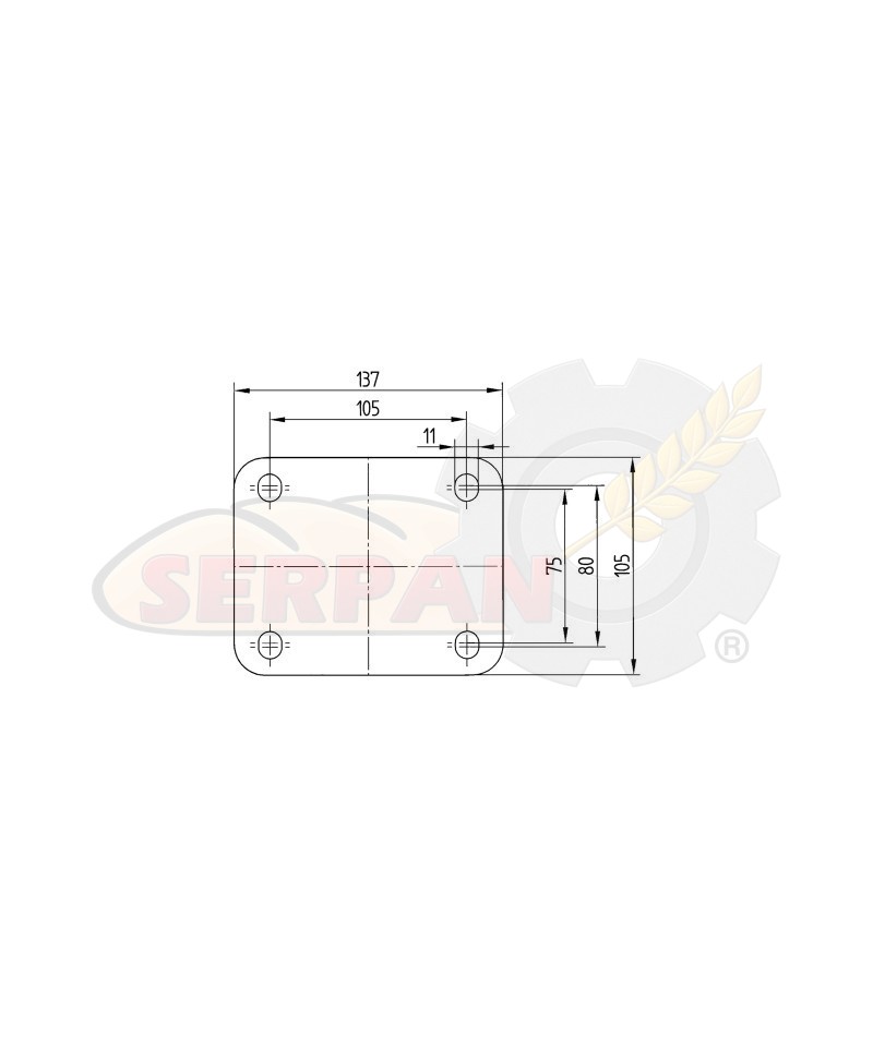 Rueda Poliamida Engomada Plataforma 125mmØ Acero Galvanizado