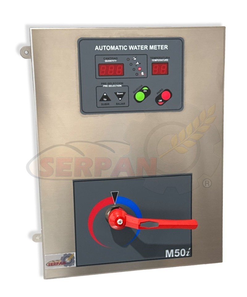 CUENTA LITROS MODELO 50 INOX MEZCLADOR AGUA MANUAL DOSIFICADOR DE AGUA PARA PANADERIA Y PASTELERIA