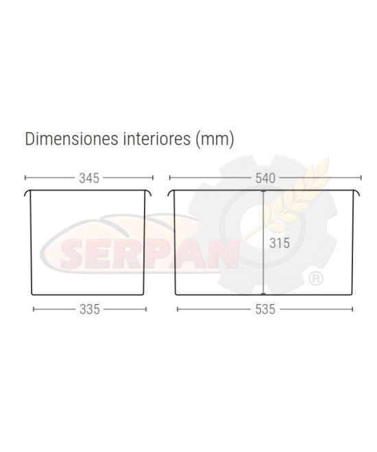 CUBETA MANUTENCION 55L CUBETA FERMENTACION MASA PANADERIA Y PASTELERIA 595x395x320mm
