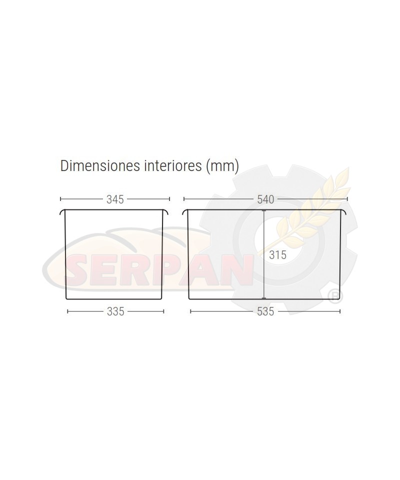 CUBETA MANUTENCION 55L CUBETA FERMENTACION MASA PANADERIA Y PASTELERIA 595x395x320mm