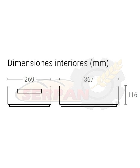 CUBETA RANURADA 11L PARA EL TRASNPORTE PAN DULCES PANADERIA Y PASTELERIA 400x300x126mm