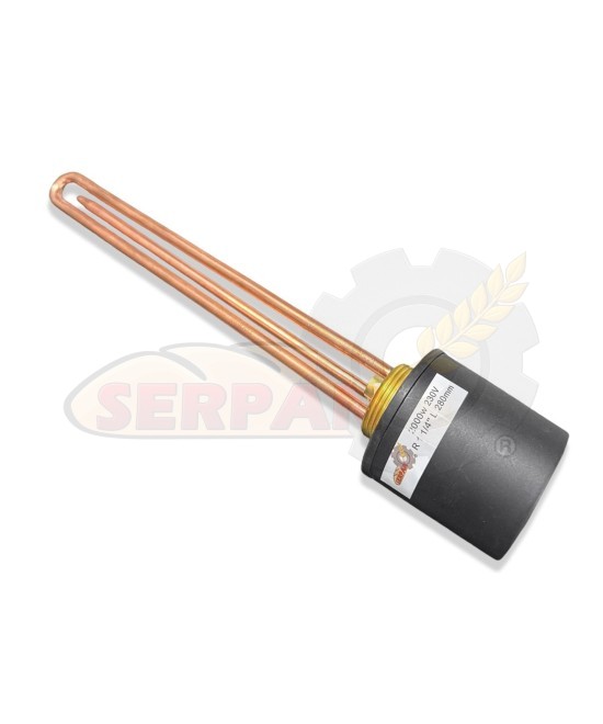 RESISTENCIA DE INMERSIÓN 2000W ROSCA 1 1/4" CALDERIN FERMENTADORA LONGITUD 280mm CON ALOJAMIENTO SONDA + TAPA