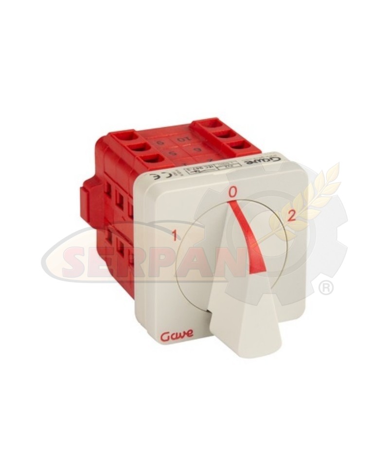 GAVE 5622000 CONMUTADOR 3 POLOS 1-0-2 25A 48x48mm