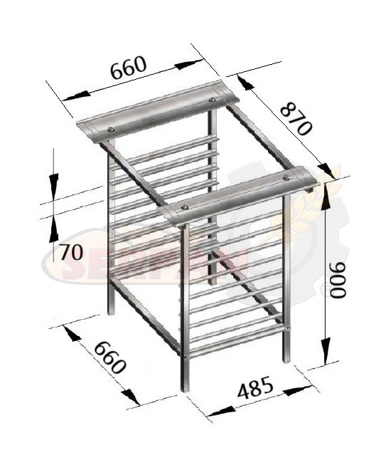 SOPORTE MESA PARA HORNO UNOX ROMAG RMG FM EKA TECNODOM CONBEQ DOBRA SALVA BESTFOR SMEG FIMOR ACERO INOXIDABLE H900 430x340 / 480