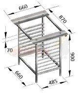 SOPORTE MESA PARA HORNO UNOX ROMAG RMG FM EKA TECNODOM CONBEQ DOBRA SALVA BESTFOR SMEG FIMOR ACERO INOXIDABLE H900 430x340 / 480