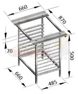 SOPORTE MESA PARA HORNO UNOX ROMAG RMG FM EKA TECNODOM CONBEQ DOBRA SALVA BESTFOR SMEG FIMOR ACERO INOXIDABLE H900 430x340 / 480