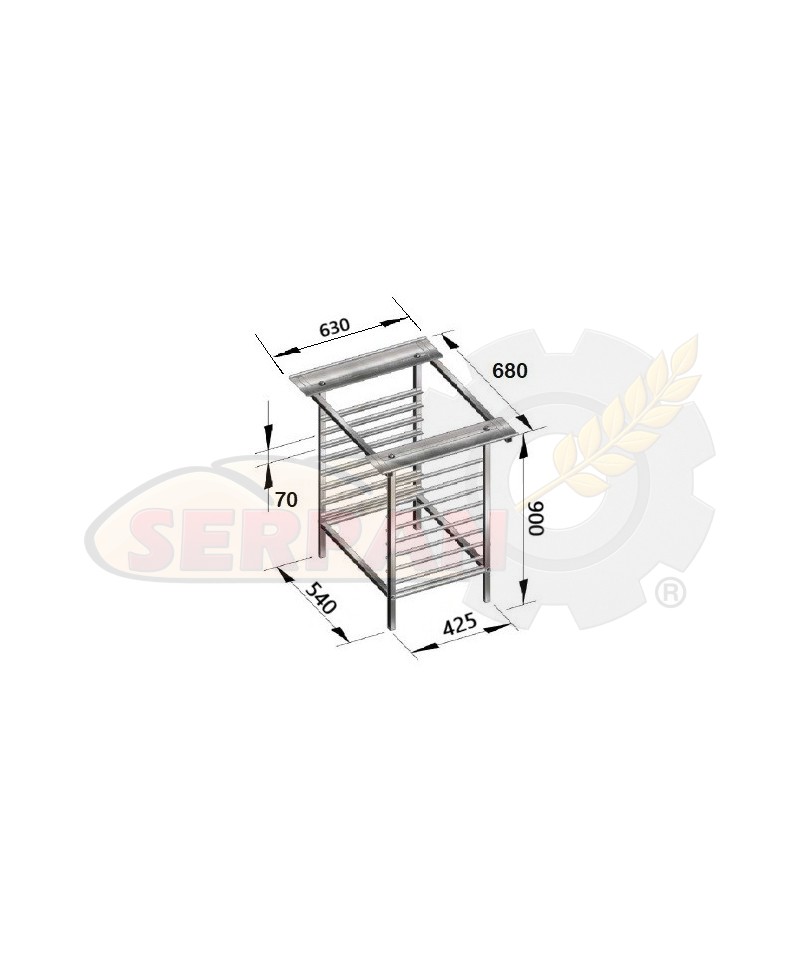 SOPORTE MESA HORNO ACERO INOXIDABLE H900 680x630x900mm