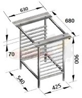 SOPORTE MESA HORNO ACERO INOXIDABLE H900 680x630x900mm