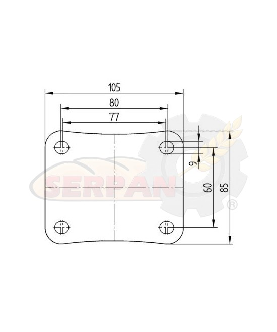 Rueda Plataforma 80mmØ Acero inoxidable