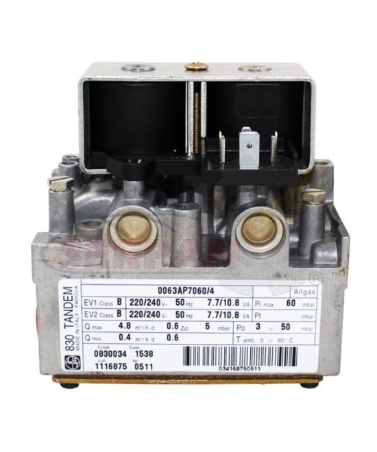 VALVULA DE GAS SIT 830 TANDEM 0063AP7060/4 CODE 0830034 0830040 HORNOS UNOX XG410 QUEMADORES FLAXMER CUPPONE G4/33S GIORIK GF6PE