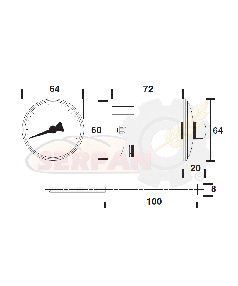 TERMOSTATO FREIDORA CHURROS TERMOSTATO HORNO MICROSTATO 0º A 250ºC ESFERA Ø60MM IM05008 Gefertigt Ident-Nr: 84947