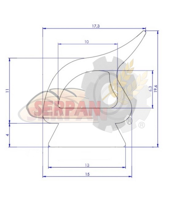 BURLETE GOMA PUERTA HORNO SALVA METRO MS-12-G/01 LD-5+H Tipo 13 LD-5+H Tipo 03 CÁMARA FERMENTACIÓN SALVA IVERPAN