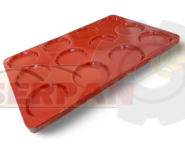 BANDEJA HAMBURGUESAS 60x40cm SILICONADA 15 Und Ø105mm VALIDA PARA TODO TIPO DE HORNOS UNOX, DOBRA, RMG, FM, EKA...