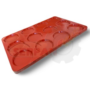 BANDEJA HAMBURGUESAS 60x40cm SILICONADA 12 Und Ø120mm VALIDA PARA TODO TIPO DE HORNOS UNOX, DOBRA, RMG, FM, EKA...